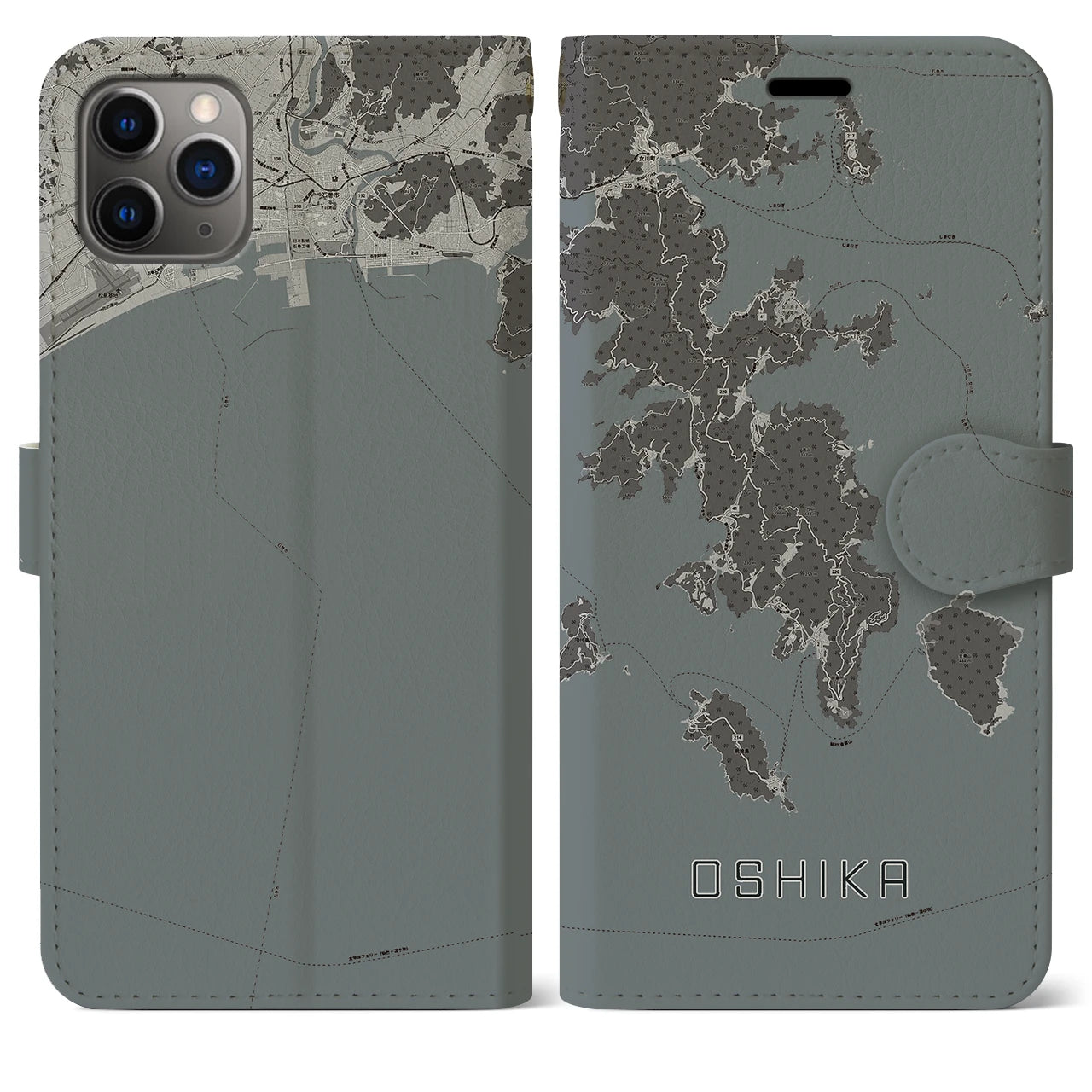 【牡鹿（宮城県）】地図柄iPhoneケース（手帳タイプ）