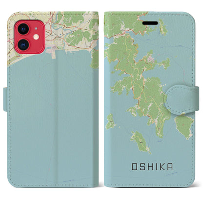 【牡鹿（宮城県）】地図柄iPhoneケース（手帳タイプ）ナチュラル・iPhone 11 用