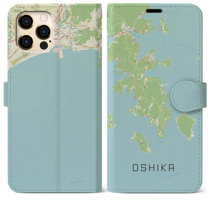 【牡鹿（宮城県）】地図柄iPhoneケース（手帳タイプ）ナチュラル・iPhone 12 Pro Max 用