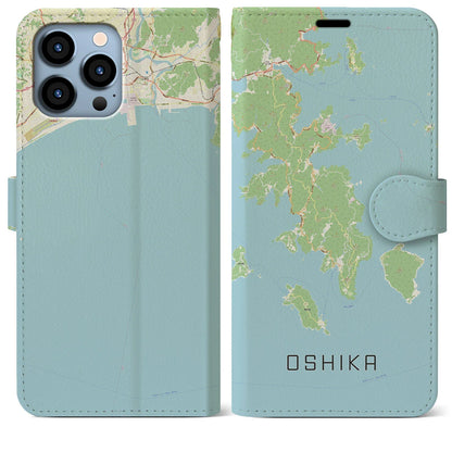 【牡鹿（宮城県）】地図柄iPhoneケース（手帳タイプ）ナチュラル・iPhone 13 Pro Max 用