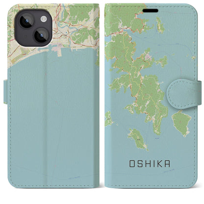 【牡鹿（宮城県）】地図柄iPhoneケース（手帳タイプ）ナチュラル・iPhone 14 Plus 用
