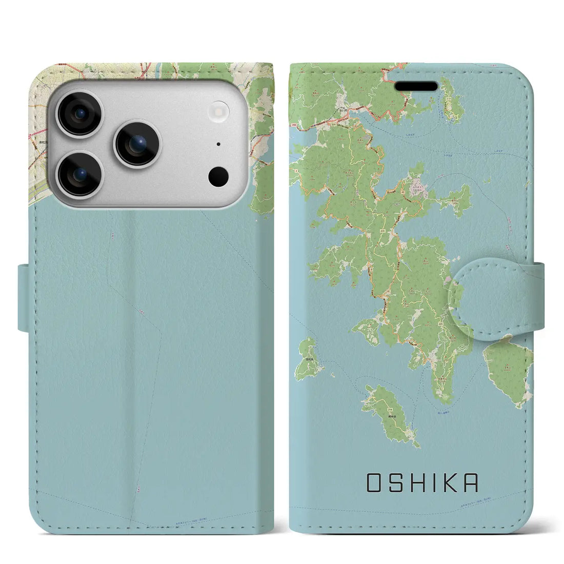 【牡鹿（宮城県）】地図柄iPhoneケース（手帳タイプ）モノトーン・iPhone 17 Pro Max 用