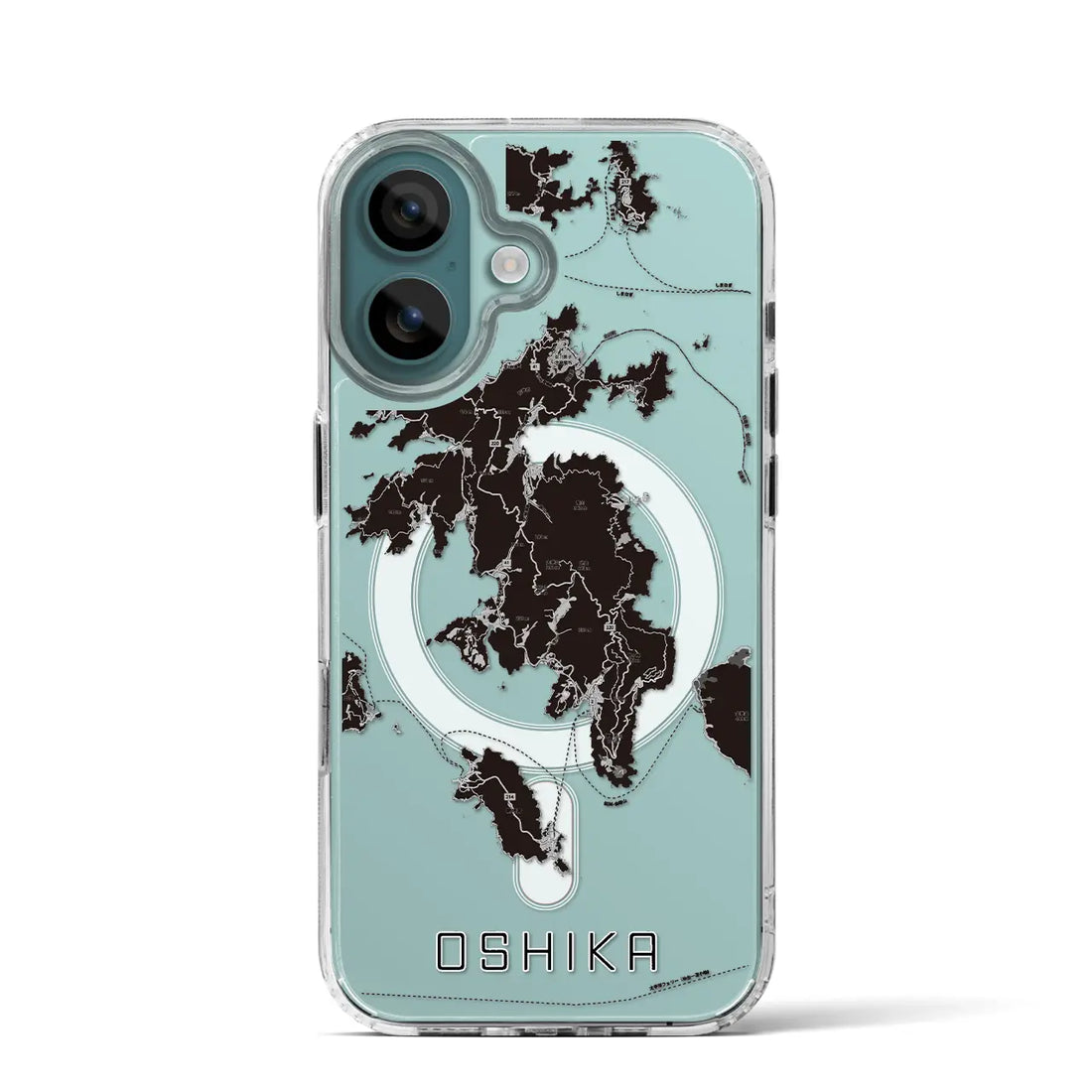 【牡鹿（宮城県）】地図柄iPhoneケース（MagSafeタイプ）モノトーン・iPhone 16 Pro 用