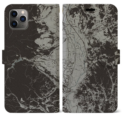 【奥州（岩手県）】地図柄iPhoneケース（手帳タイプ）モノトーン・iPhone 11 Pro Max 用