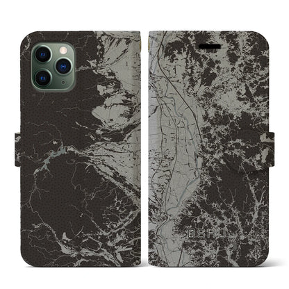 【奥州（岩手県）】地図柄iPhoneケース（手帳タイプ）モノトーン・iPhone 11 Pro 用
