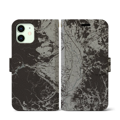 【奥州（岩手県）】地図柄iPhoneケース（手帳タイプ）モノトーン・iPhone 12 mini 用