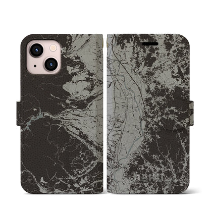 【奥州（岩手県）】地図柄iPhoneケース（手帳タイプ）モノトーン・iPhone 13 mini 用