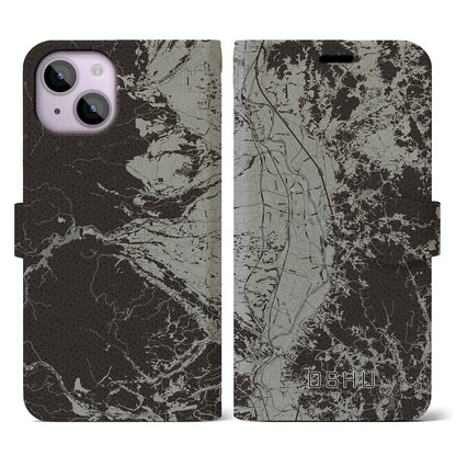 【奥州（岩手県）】地図柄iPhoneケース（手帳タイプ）モノトーン・iPhone 14 用