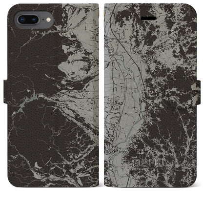 【奥州（岩手県）】地図柄iPhoneケース（手帳タイプ）モノトーン・iPhone 8Plus /7Plus / 6sPlus / 6Plus 用