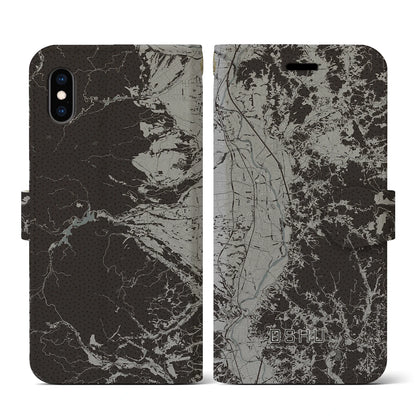 【奥州（岩手県）】地図柄iPhoneケース（手帳タイプ）モノトーン・iPhone XS / X 用