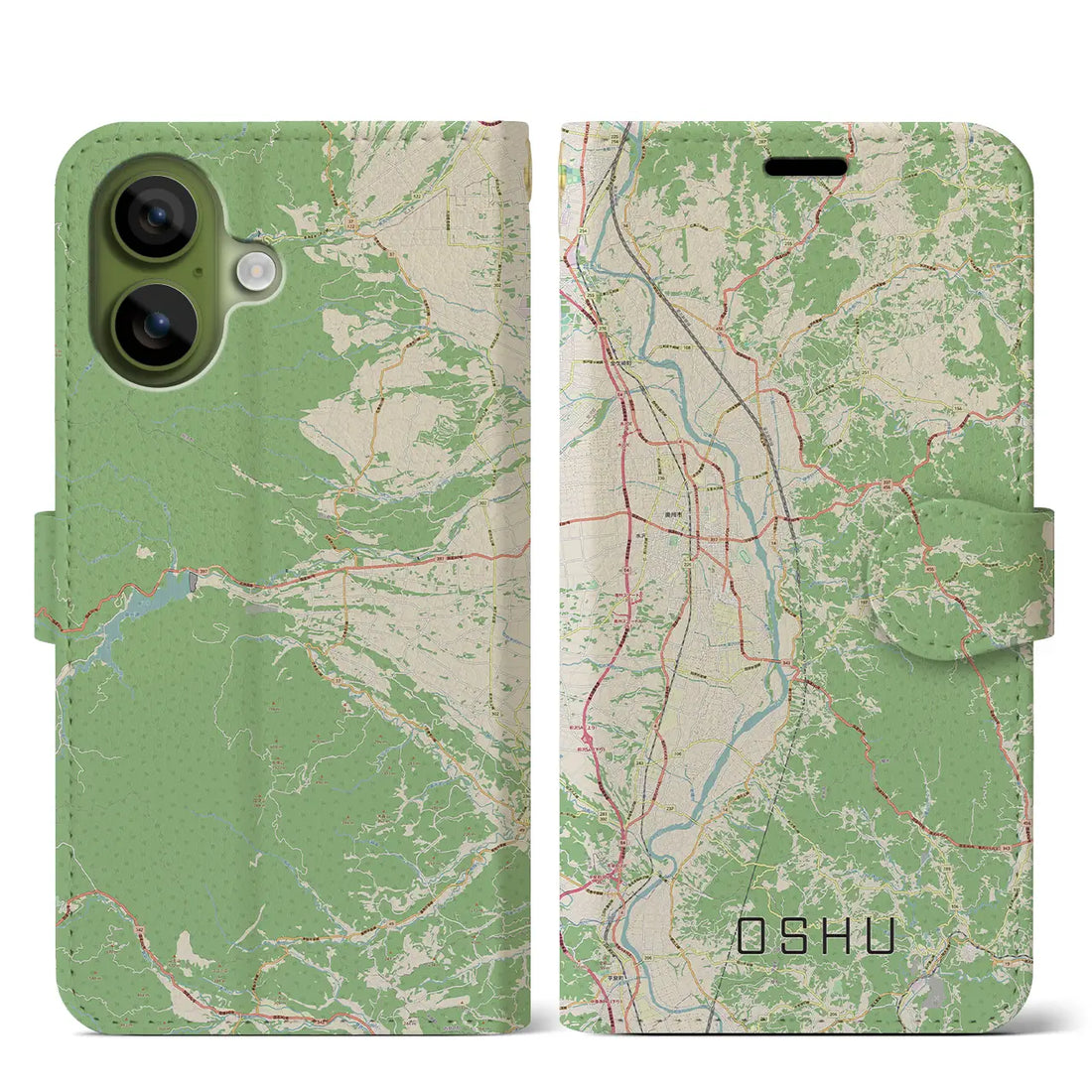 【奥州(岩手県)】地図柄iPhoneケース(手帳タイプ)モノトーン・iPhone 17 Pro Max 用