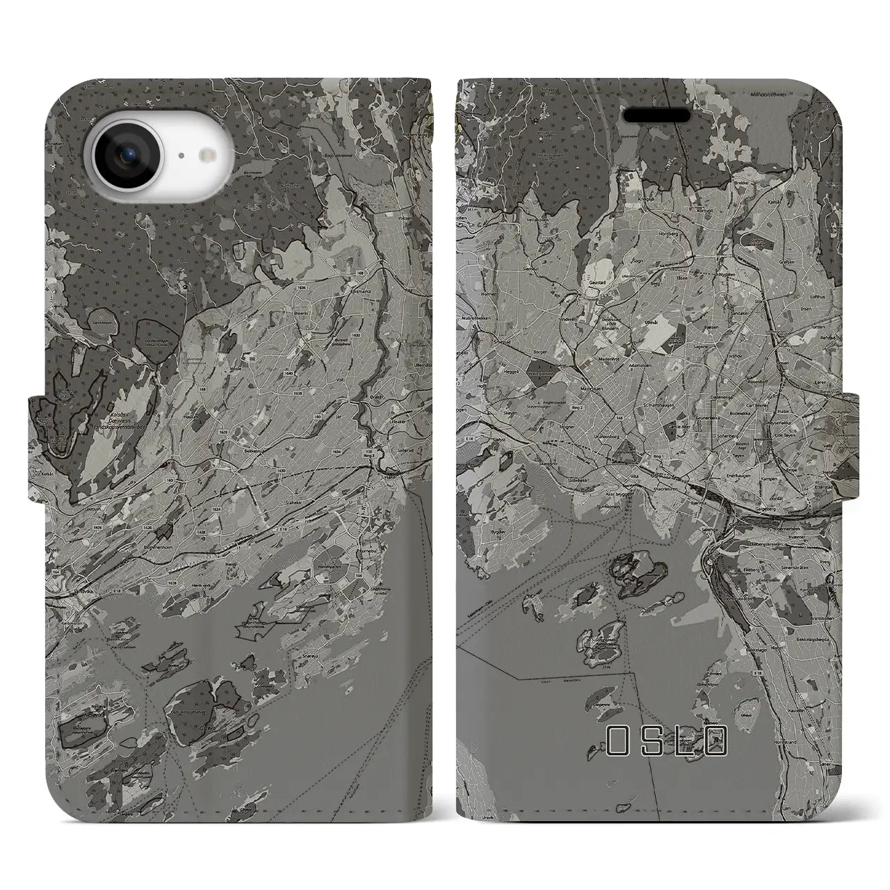 【オスロ（ノルウェー）】地図柄iPhoneケース（手帳タイプ）