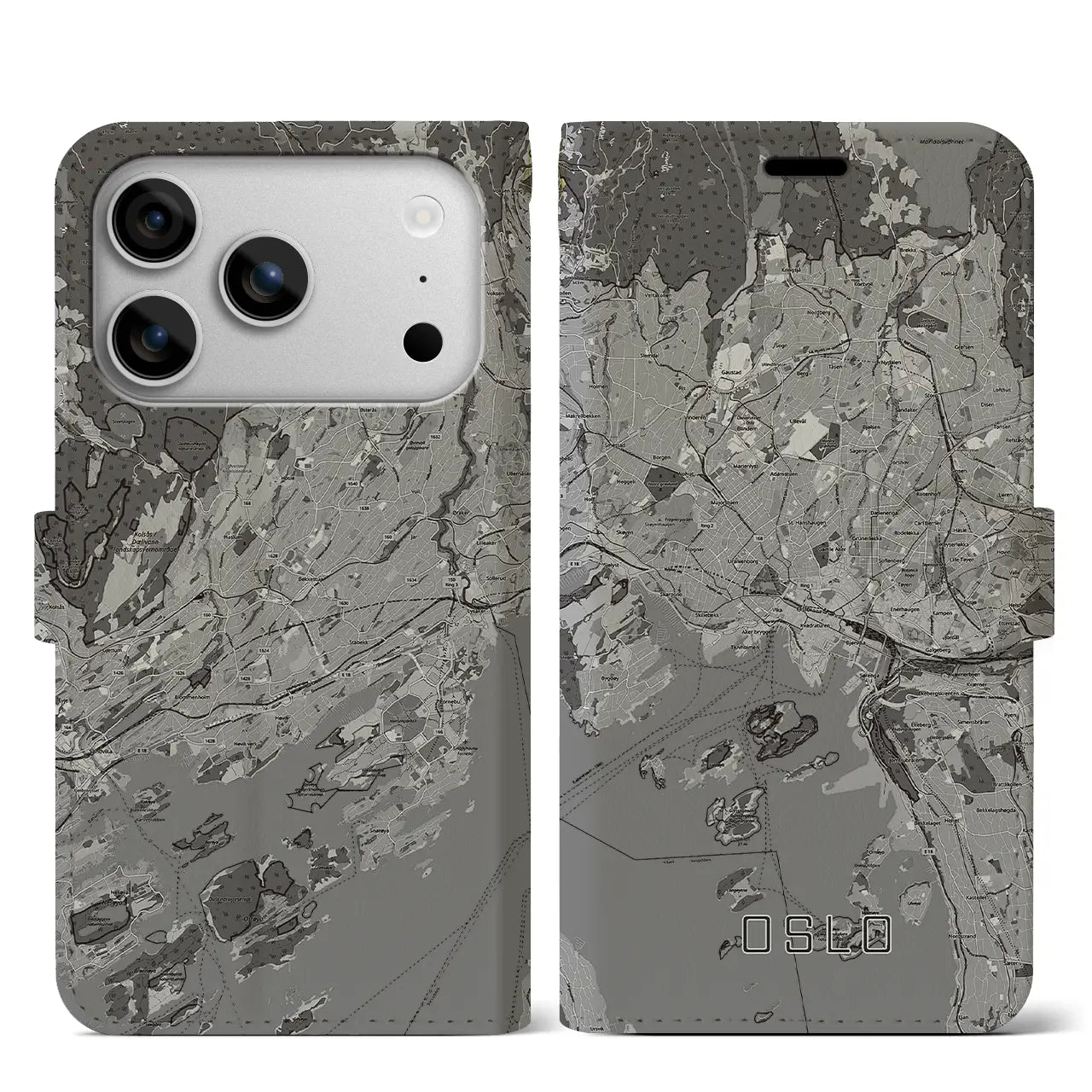 【オスロ（ノルウェー）】地図柄iPhoneケース（手帳タイプ）