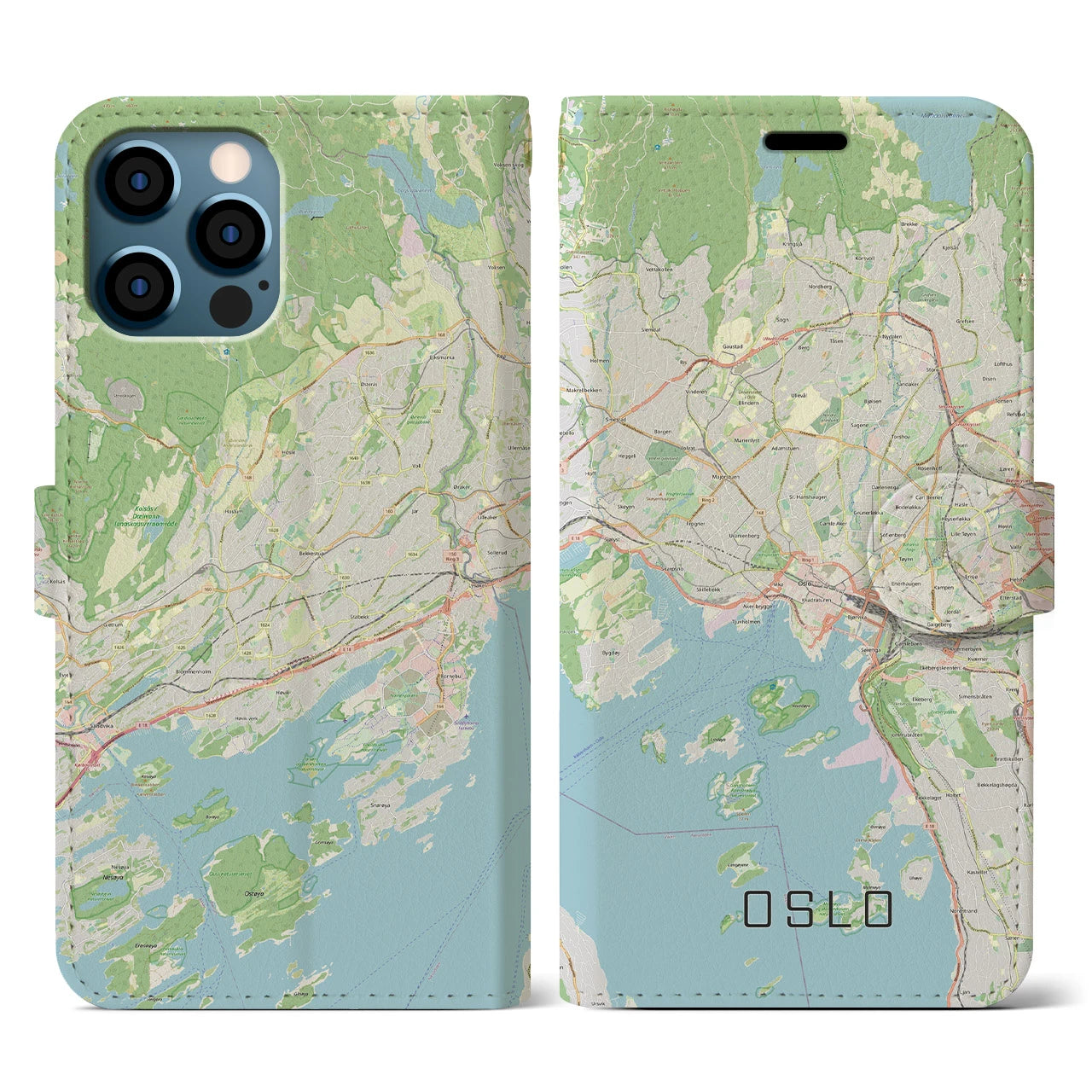 【オスロ（ノルウェー）】地図柄iPhoneケース（手帳タイプ）