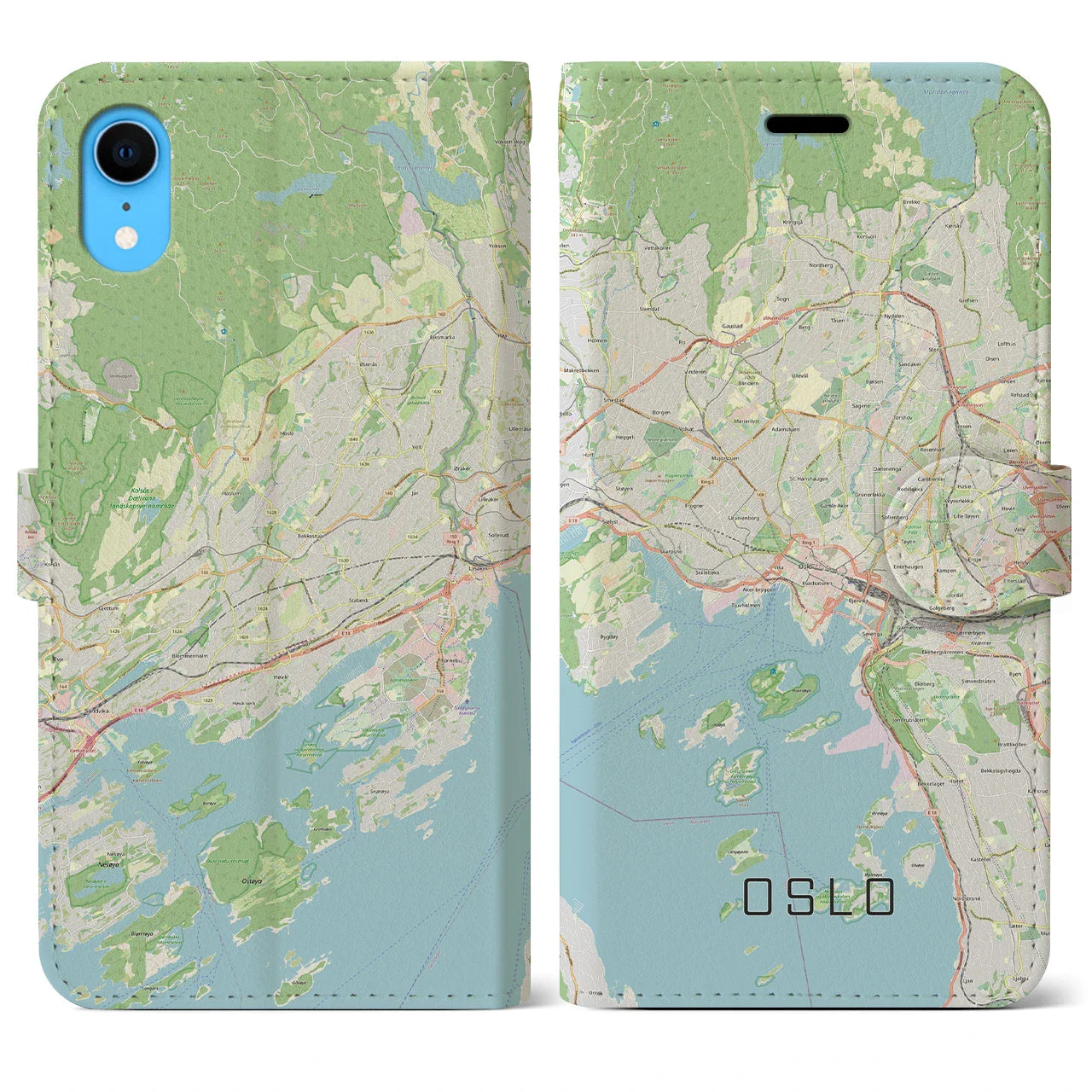 【オスロ（ノルウェー）】地図柄iPhoneケース（手帳タイプ）ナチュラル・iPhone XR 用