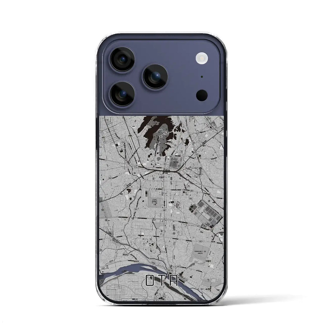 【太田(群馬県)】地図柄iPhoneケース(クリアタイプ)モノトーン・iPhone 17 Pro Max 用