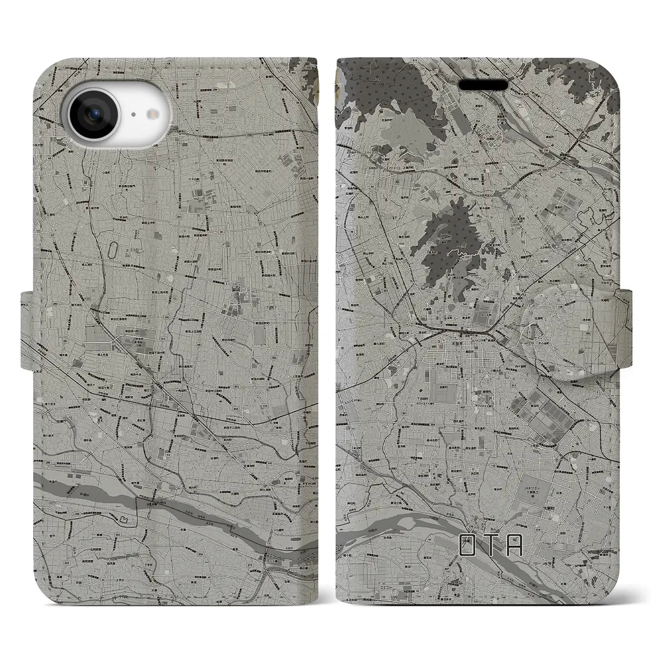 【太田（群馬県）】地図柄iPhoneケース（手帳タイプ）