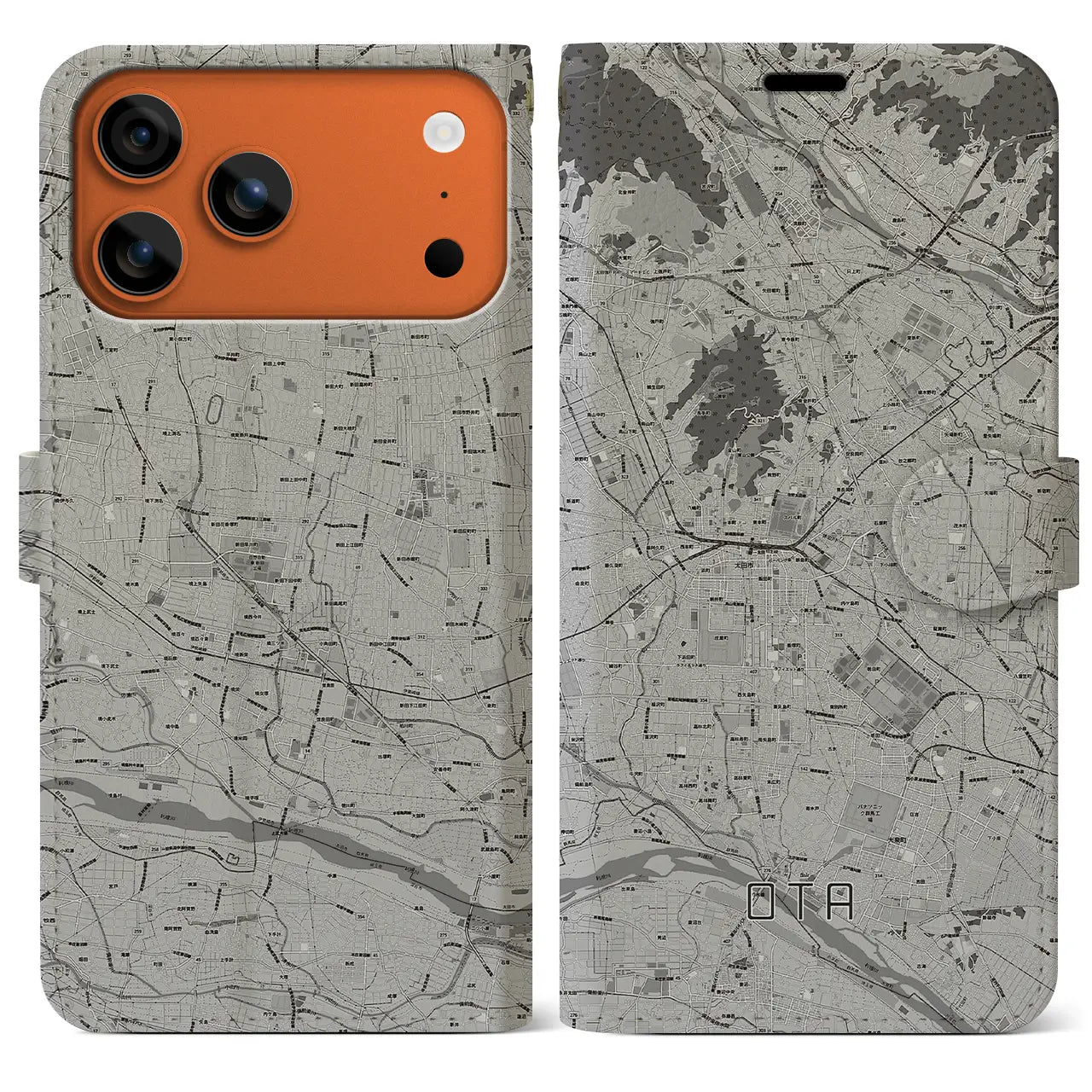 【太田（群馬県）】地図柄iPhoneケース（手帳タイプ）