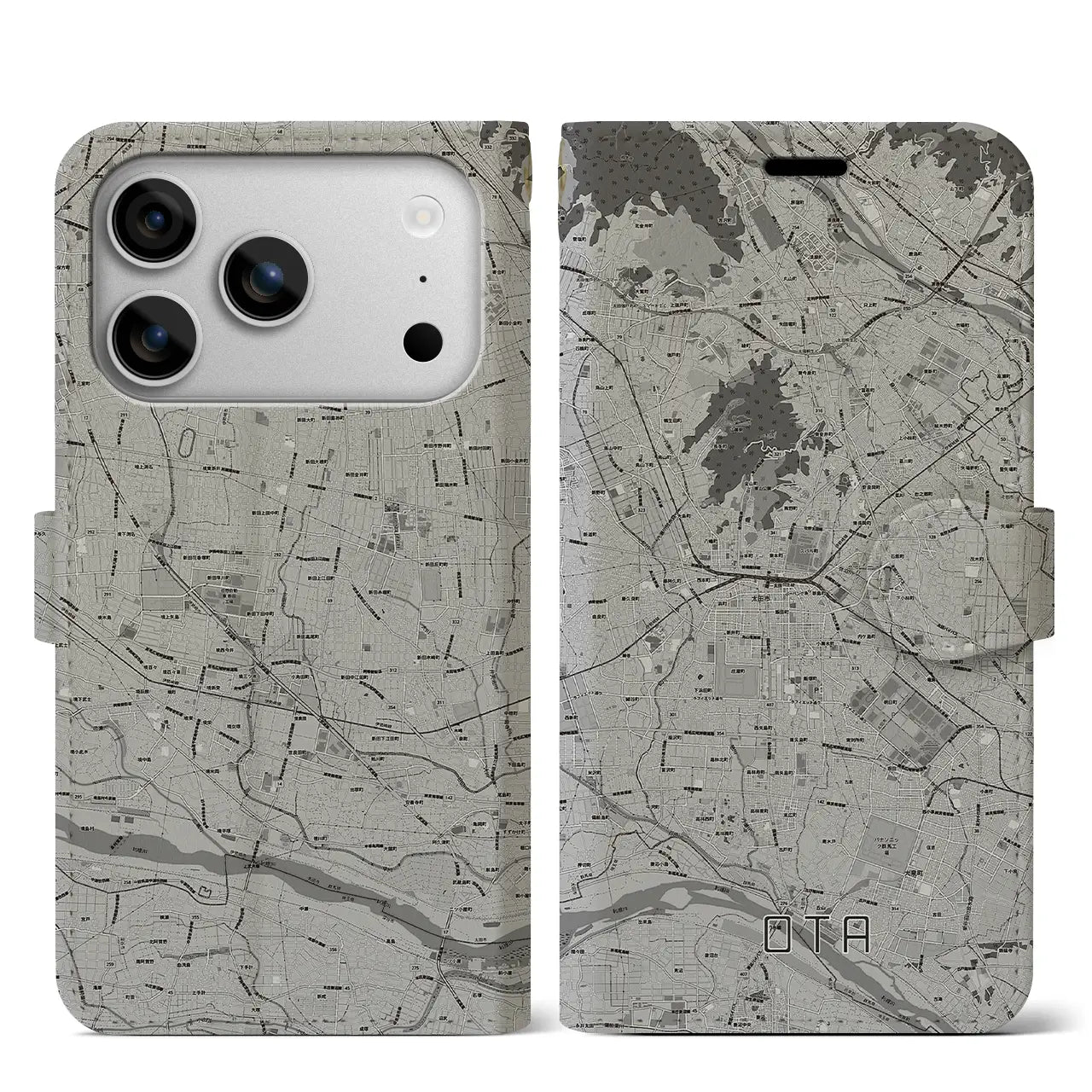 【太田（群馬県）】地図柄iPhoneケース（手帳タイプ）