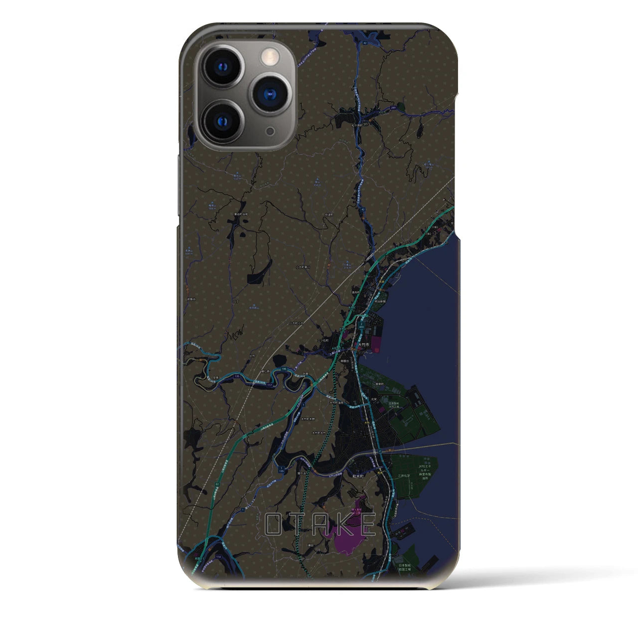 【大竹（広島県）】地図柄iPhoneケース（バックカバータイプ）