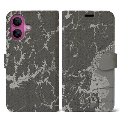 【大竹（広島県）】地図柄iPhoneケース（手帳タイプ）モノトーン・iPhone 16 Pro 用