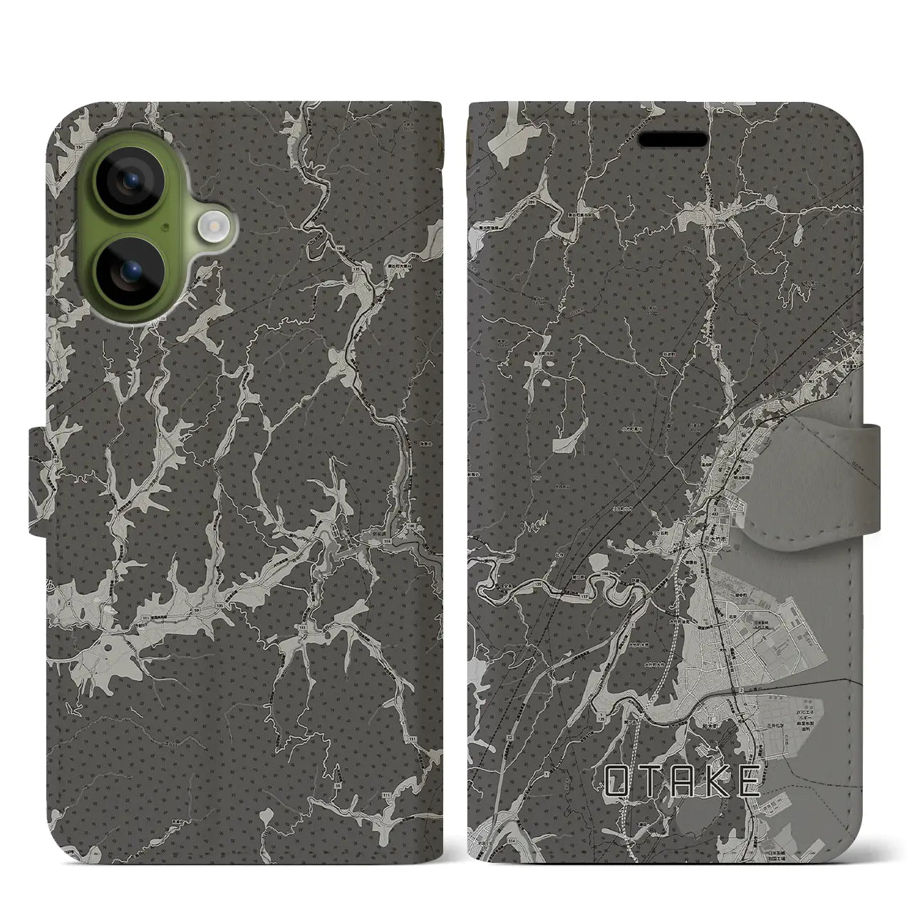 【大竹（広島県）】地図柄iPhoneケース（手帳タイプ）