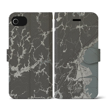 【大竹（広島県）】地図柄iPhoneケース（手帳タイプ）モノトーン・iPhone SE（第3 / 第2世代） / 8 / 7 / 6s / 6 用