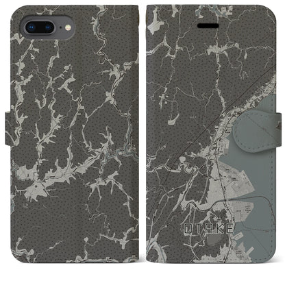 【大竹（広島県）】地図柄iPhoneケース（手帳タイプ）モノトーン・iPhone 8Plus /7Plus / 6sPlus / 6Plus 用