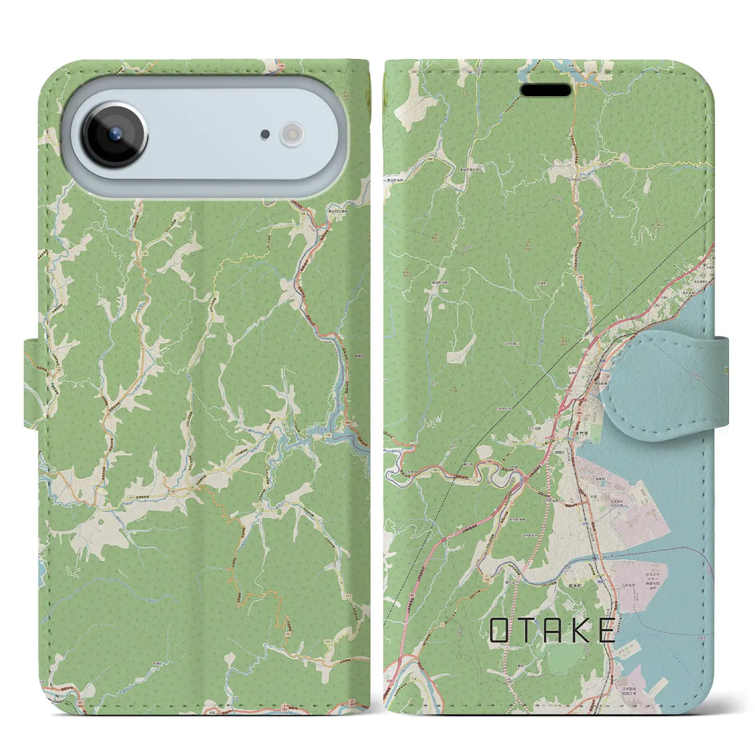 【大竹（広島県）】地図柄iPhoneケース（手帳タイプ）ナチュラル・iPhone 17 Pro Max 用