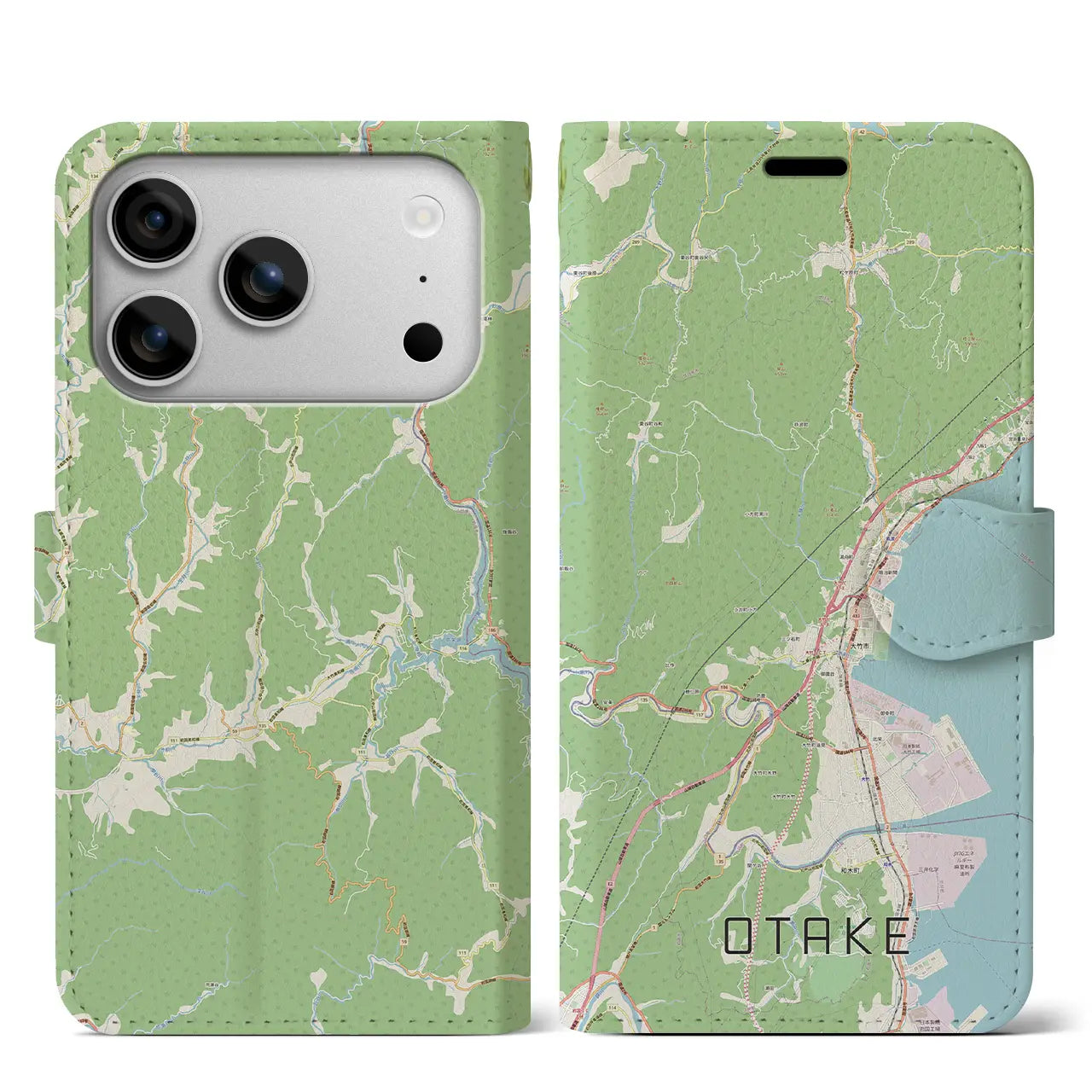 【大竹（広島県）】地図柄iPhoneケース（手帳タイプ）