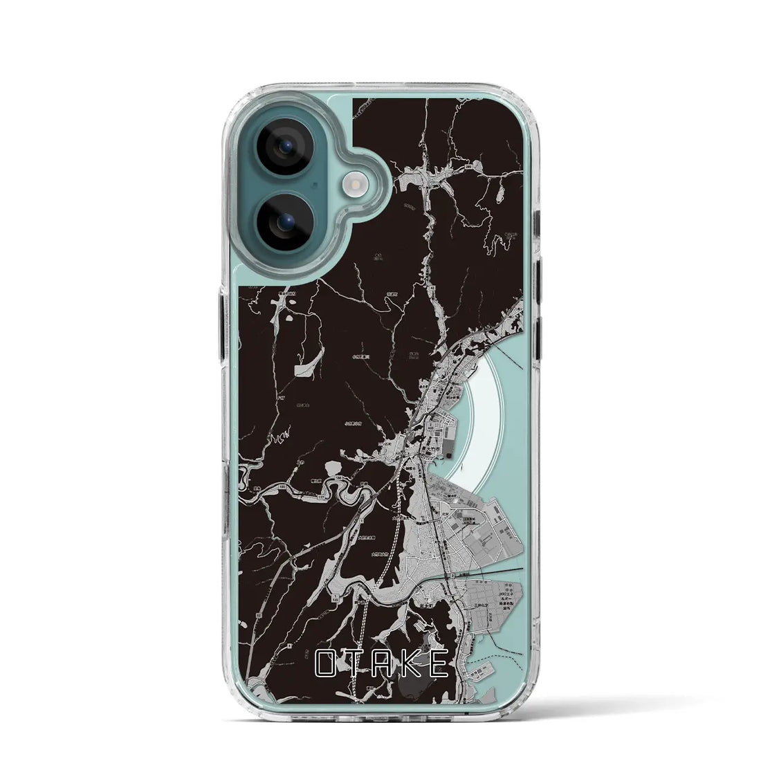 【大竹(広島県)】地図柄iPhoneケース(MagSafeタイプ)モノトーン・iPhone 16 Pro 用