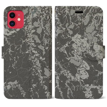 【大多喜（千葉県）】地図柄iPhoneケース（手帳タイプ）モノトーン・iPhone 11 用