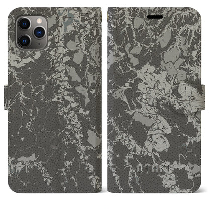 【大多喜（千葉県）】地図柄iPhoneケース（手帳タイプ）モノトーン・iPhone 11 Pro Max 用