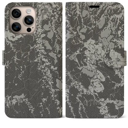 【大多喜（千葉県）】地図柄iPhoneケース（手帳タイプ）モノトーン・iPhone 16 Plus 用