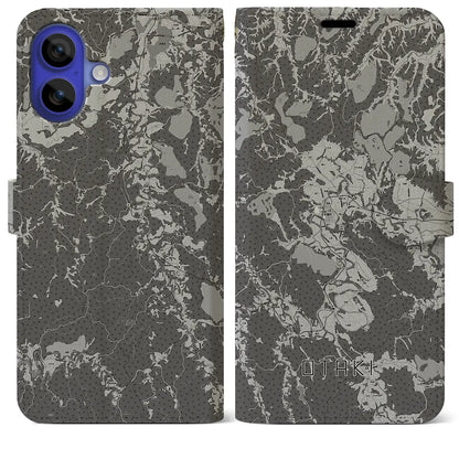 【大多喜（千葉県）】地図柄iPhoneケース（手帳タイプ）モノトーン・iPhone 16 Pro Max 用