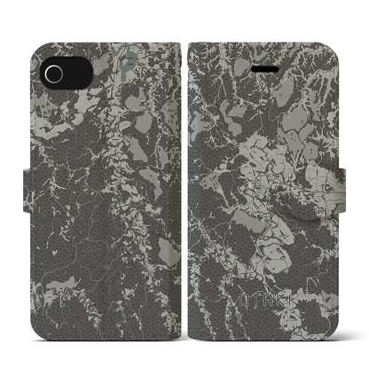 【大多喜（千葉県）】地図柄iPhoneケース（手帳タイプ）モノトーン・iPhone SE（第3 / 第2世代） / 8 / 7 / 6s / 6 用