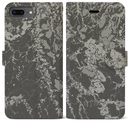 【大多喜（千葉県）】地図柄iPhoneケース（手帳タイプ）モノトーン・iPhone 8Plus /7Plus / 6sPlus / 6Plus 用