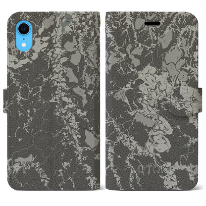 【大多喜（千葉県）】地図柄iPhoneケース（手帳タイプ）モノトーン・iPhone XR 用