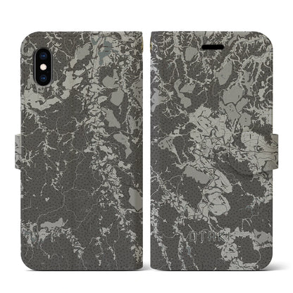 【大多喜（千葉県）】地図柄iPhoneケース（手帳タイプ）モノトーン・iPhone XS / X 用