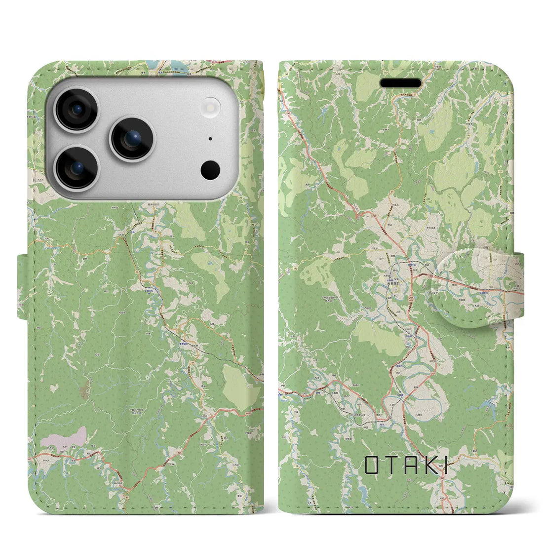 【大多喜（千葉県）】地図柄iPhoneケース（手帳タイプ）ナチュラル・iPhone 17 Pro Max 用