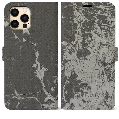 【大玉（福島県）】地図柄iPhoneケース（手帳タイプ）モノトーン・iPhone 12 Pro Max 用