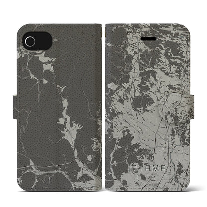 【大玉（福島県）】地図柄iPhoneケース（手帳タイプ）モノトーン・iPhone SE（第3 / 第2世代） / 8 / 7 / 6s / 6 用