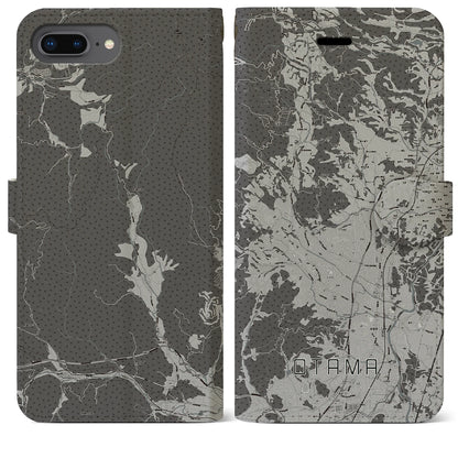 【大玉（福島県）】地図柄iPhoneケース（手帳タイプ）モノトーン・iPhone 8Plus /7Plus / 6sPlus / 6Plus 用