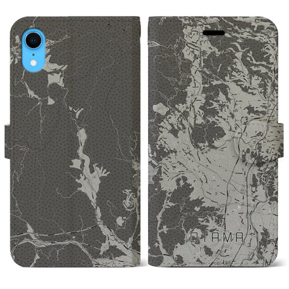 【大玉（福島県）】地図柄iPhoneケース（手帳タイプ）モノトーン・iPhone XR 用