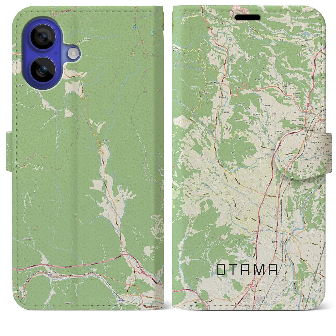 【大玉（福島県）】地図柄iPhoneケース（手帳タイプ）ナチュラル・iPhone 16 Pro Max 用