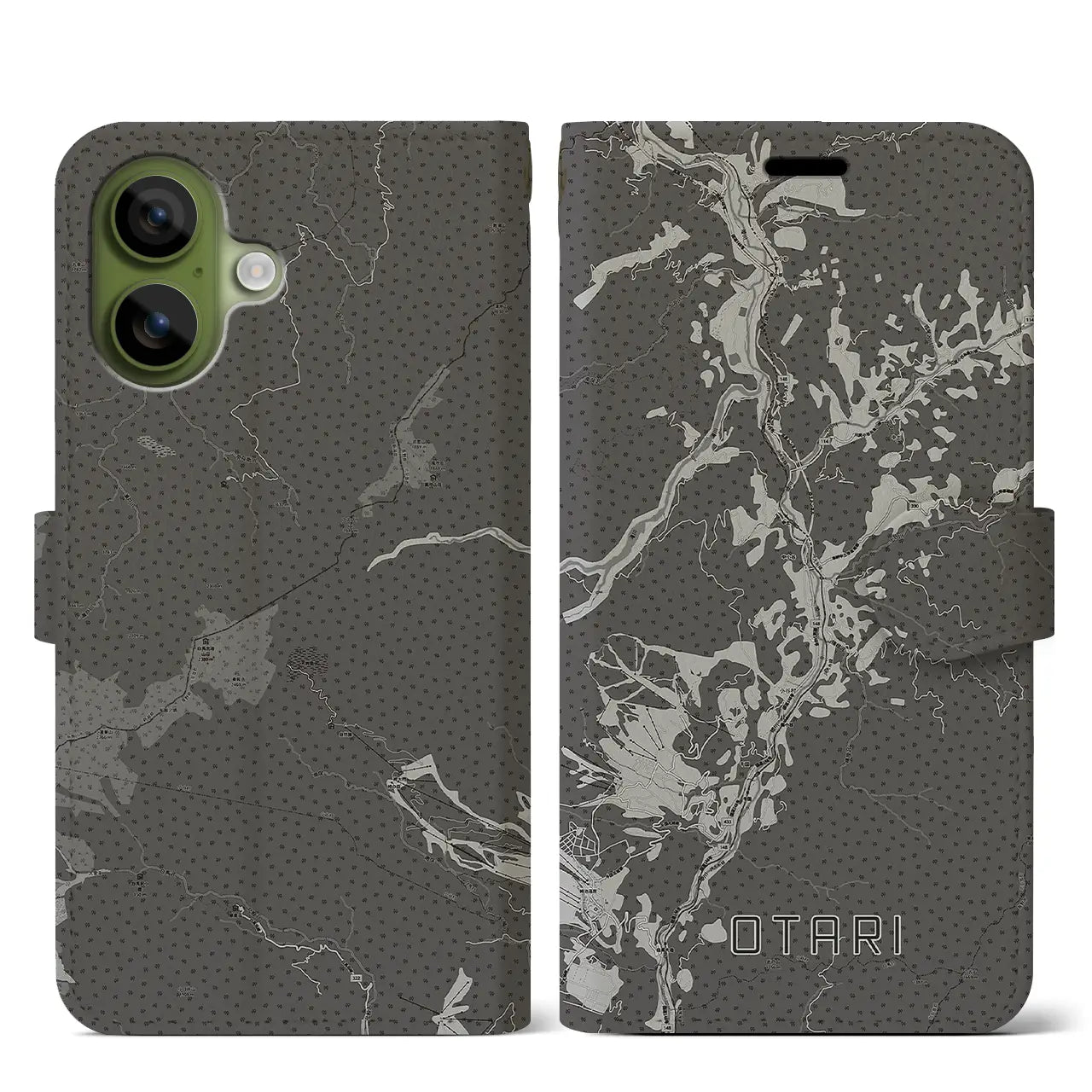 【小谷（長野県）】地図柄iPhoneケース（手帳タイプ）