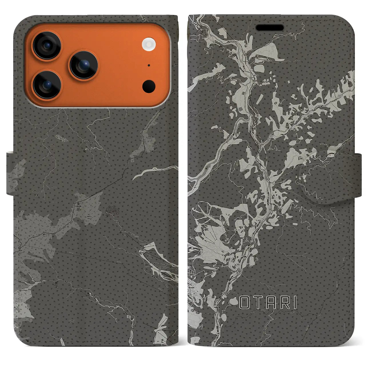 【小谷（長野県）】地図柄iPhoneケース（手帳タイプ）