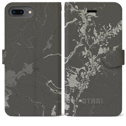 【小谷（長野県）】地図柄iPhoneケース（手帳タイプ）モノトーン・iPhone 8Plus /7Plus / 6sPlus / 6Plus 用