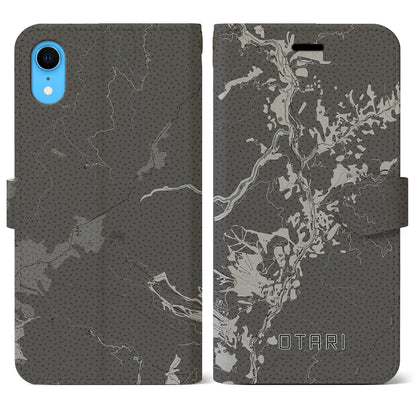 【小谷（長野県）】地図柄iPhoneケース（手帳タイプ）モノトーン・iPhone XR 用