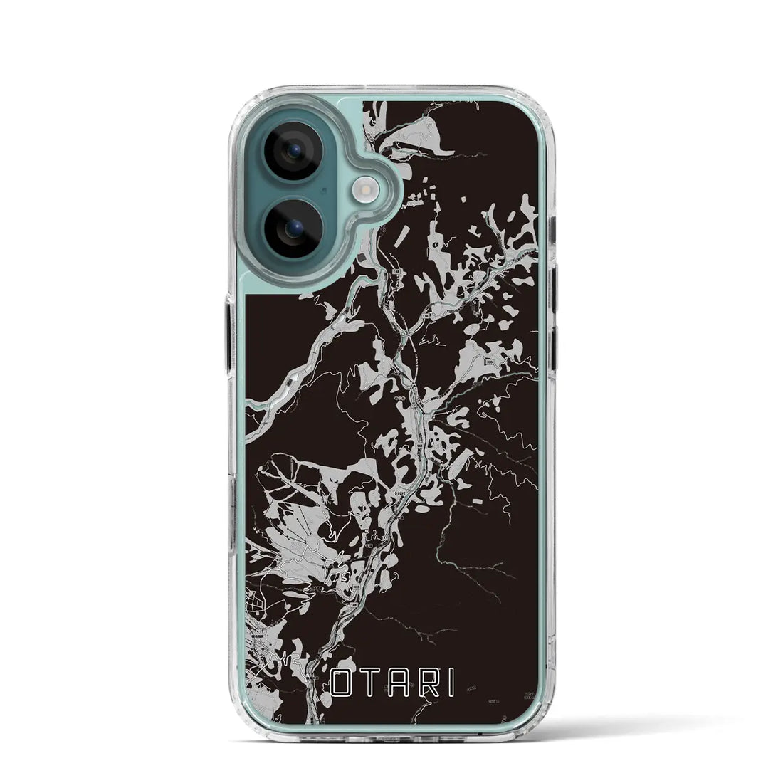 【小谷(長野県)】地図柄iPhoneケース(MagSafeタイプ)モノトーン・iPhone 16 Pro 用